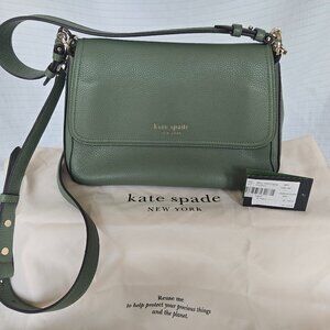 BEAUTIFUL KATE SPADE Green Leather Hudson Medium Flap